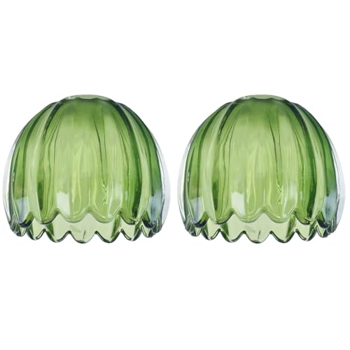Glass Green Tulip Lamp Shades, Small Flower Lampshades,Replacement Mini Lamp Shade for Floor Lamp Table Wall Lamp Chandelier Decor (Green-2)