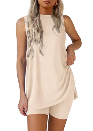 Image of PRETTYGARDEN 2 Piece Sets for Women 2026 Summer Matching Lounge Shorts Set Resort Airport Travel Loungewear Outfits Clothing