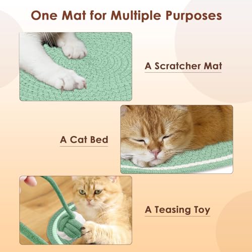 Tapete arranhador para gatos, corda de algodão natural, almofada para arranhar gatos, 39 cm redondo