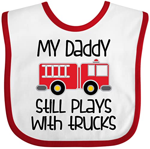 inktastic Firefighter Daddy Plays with Trucks Baby Bib