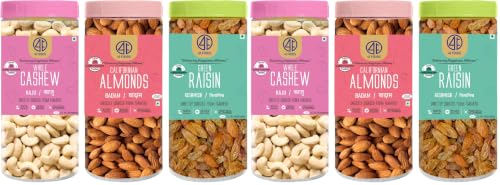 Image of 41 Foods Premium Dry Fruits Combo of Almonds Cashews and Raisins | Pack of 6 | 200g Each | 600g
