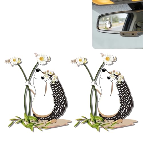 2Pcs Hedgehog Rear View Mirror Sticker Waterproof Vinyl Car Window Decal
