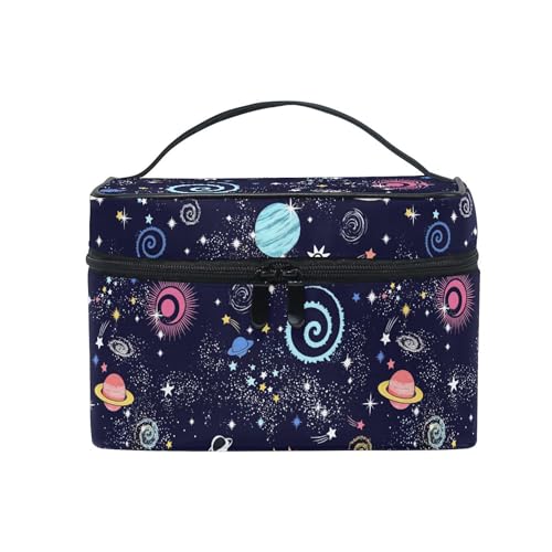 Mnsruu Makeup Bag, Space Galaxy Travel Makeup Organizer Bag Cosmetic Cases Toiletry Bags for Girl Women Ladies