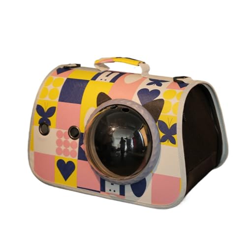 BHYGNVFIP(小さな店) ペット猫バッグ屋外ポータブル透明ショルダーバックパックカプセル犬猫キャリーバッグ猫ケージ猫用品小動物 お出かけ用品猫 ポーチ (C)