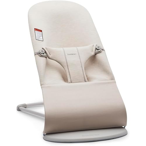 BabyBjörn Bouncer Bliss, Light Beige, 3D Jersey | 2-in-1 Adjustable Baby Bouncer Seat and Toddler Chair, Newborn to Toddler (8-29 lbs), 4 Positions, Lightweight & Portable