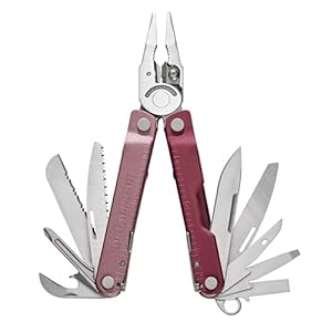 LEATHERMAN, Rebar Multitool with Premium Replaceable Wire Cutters and Saw, Heathered Cranberry