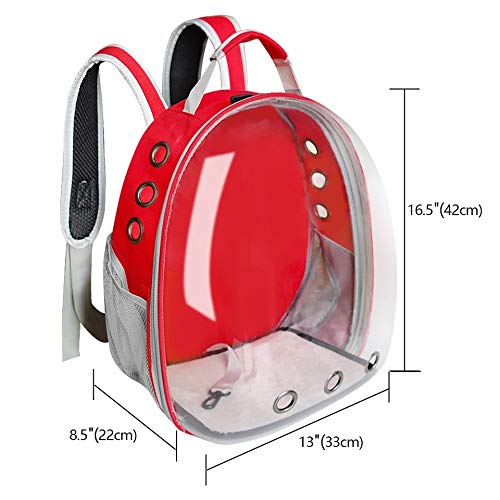 Image of Petlicious & More Pet Transparent Cat Carrier Backpack Puppy Kitty Breathable Carriers for Travel Capsule Backpack (Red)