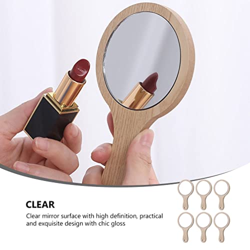 Lurrose 6Pcs Hand Mirror Hand Held Mirror Handheld Mirror Hand Mirrors With Handle Wood Vanity Cosmetic Mirror Travel Makeup Mirror For Women ( 6. 2 X 3. 5 Inch ) #TOP3