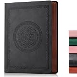 Fetinar 300 Pages Leather Blank Journal Notebook,Softcover Leather Blank Journal Notebook for Women Men,300 Pages Notebook for Work,Office,School Note Taking,5.7'' X 8.3'',black