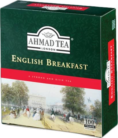 Ahmad English Breakfast - 100 tagged tea bags (600) (Pack of 24)