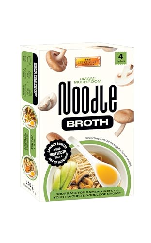 Lee Kum Kee Umami Mushroom Noodle Broth 140 g (35g x 4) Rich Umami Mushroom Soup Base for Ramen Noodle Soup Hot Pot Asian Broth Instant Soup Sachet