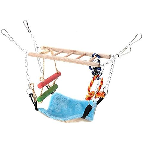 Pssopp Hamster Swing Kleintier Hängebrücke Eichhörnchen Hängendes Bett Hängematte Treppenleiterspielzeug für Rennmaus Rattenmaus Vogel Papageien Cover