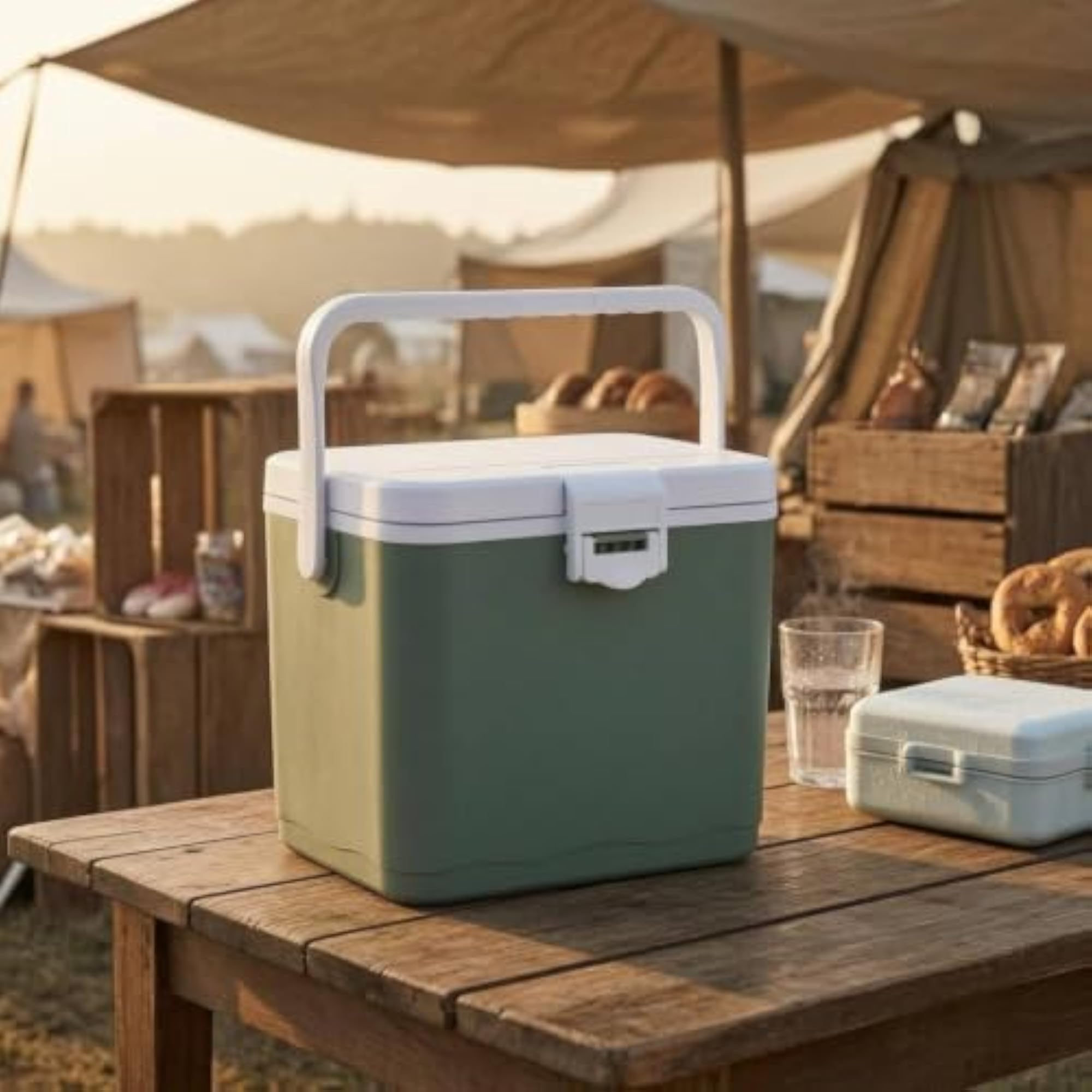 Carry Handle Insulated Cooler Box with Glossy Finish