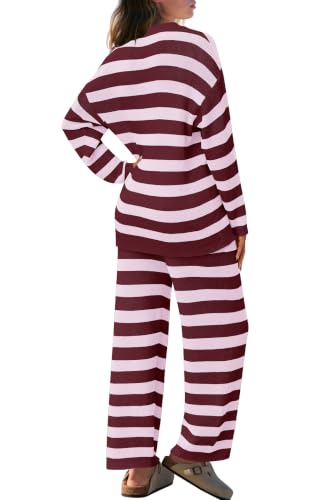 Image of SENSERISE Womens Striped Set Sweater Lounge Sets
