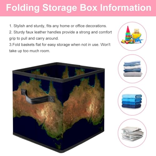 Boîte en tissu cube motif Australie avec poignées robustes - 4