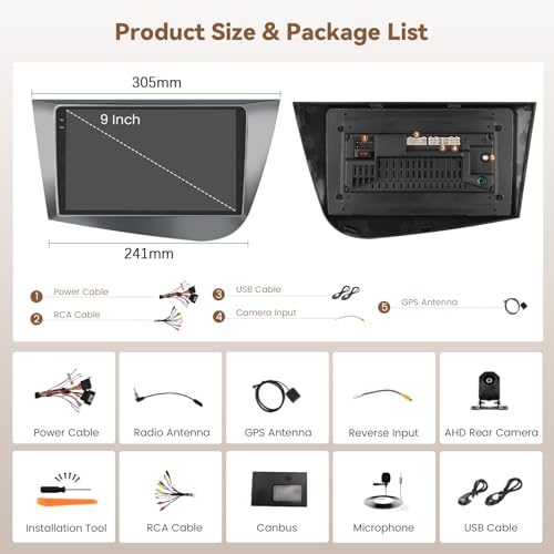 Autoradio Android 15 pour Seat Leon MK2 Écran Tactile Incell 9"
