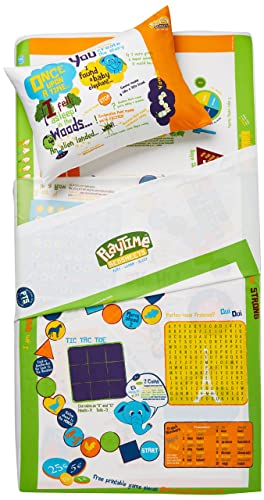 playtime edventures Twin Bed Sheets Set for Kids – Interactive & Educational Game Sheets | 3-Piece Microfiber Bedding with 75+ Fun Puzzles, Mazes, & Activities