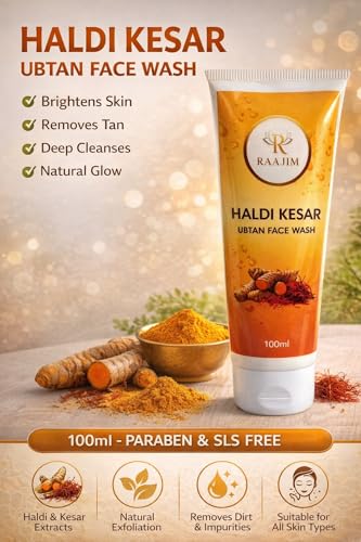 Image of Haldi Kesar Ubtan Face Wash for Natural Glow and Tan Removal | Artisanal Skin Brightening Daily Cleanser | Deep Cleansing Face Wash Suitable for All Skin Types (100ml)