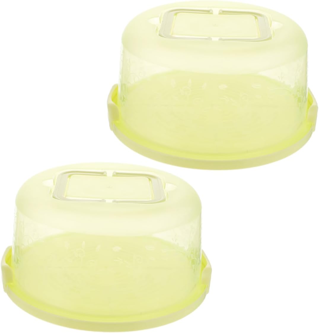 GALPADA 2pcs Portable Cake Carrier with Handle Green Pp Baking Packing Box Fresh Keeping round Cake Storage Container for Birthday and Dessert Transport
