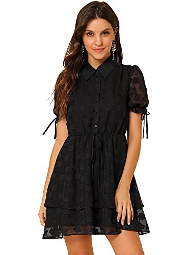 Robe en mousseline de soie Allegra K noire chic XL femme