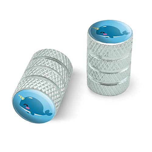 Cute Kawaii Baby Narwhal Motorcycle Bicycle Bike Tire Rim Wheel Aluminum Valve Stem Caps