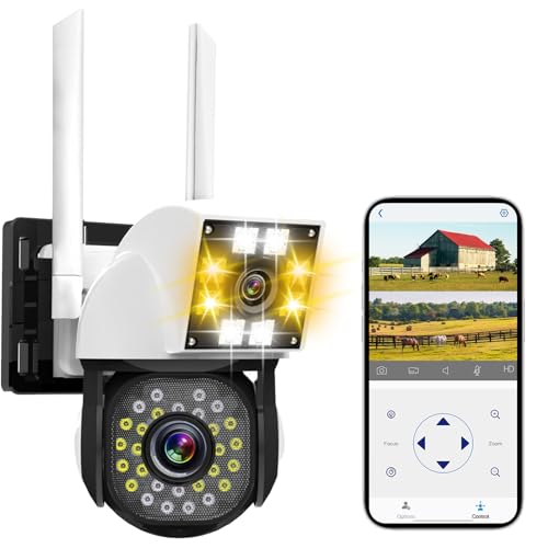 2.4G WiFi Outdoor Security Cameras - Dual Lens, 360° Trail Waterproof Camera, Battery Operated Camera for Home Indoor Seguridad Surveillance