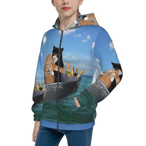 USA Flag Cross Kid Hoodies Boys Zip Up Sweatshirts Girls Pullover with Pocket