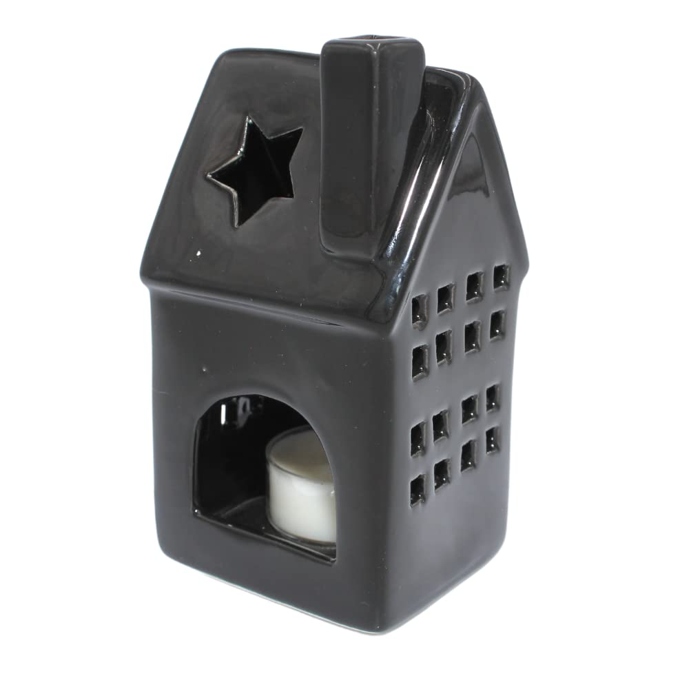 Domek z lampionu/domek z porcelany w kolorze czarnym, wymiary dł./szer./wys. ok. 7 x 8 x 16 cm