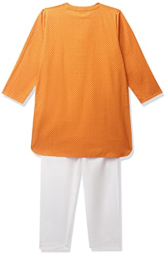 Image of Amazon Brand - Jam & Honey Regular Boys Kurta Sets PJ-SLUB Orange 6-7 Years