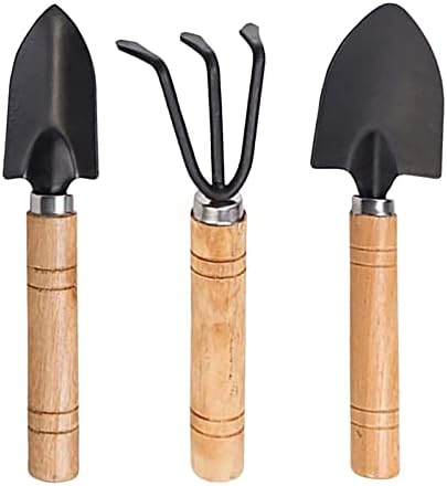 Stainless Steel Gardening Tools, Three Sets Mini Spade Rake for Home Succulent Combination Tools, 10 lbs (Khaki, One Size)
