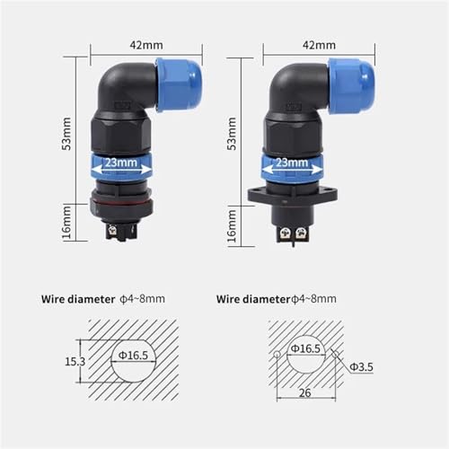 Conector LD16 de brida tipo codo para solucionar la falta de espacio en chasis y paneles 4