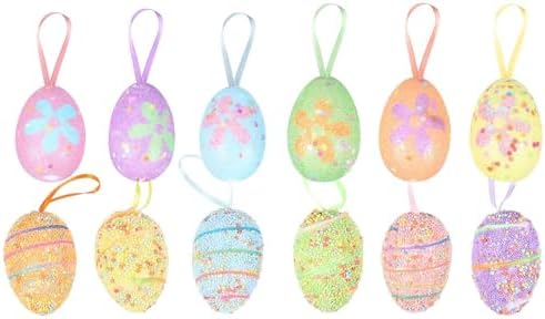 12 Pieces Hand Painted Easter Eggs, Easter Egg Decorations, Paint...
