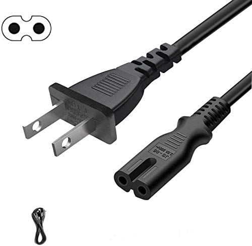 DTK 5 ft / 1.5M IEC 60320 IEC-320-C7 Power Cord for Toshiba JVC Vizio TCL Hisense TV, Sony PS3 PS4, Xbox One X/S,2 Solt C7 Replacement Cord Power Cord Black Color