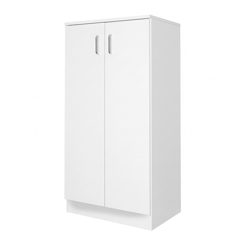HEMAX Mobile Multiuso con 2 Ante e 3 Ripiani Interni, Armadietto – Bianco