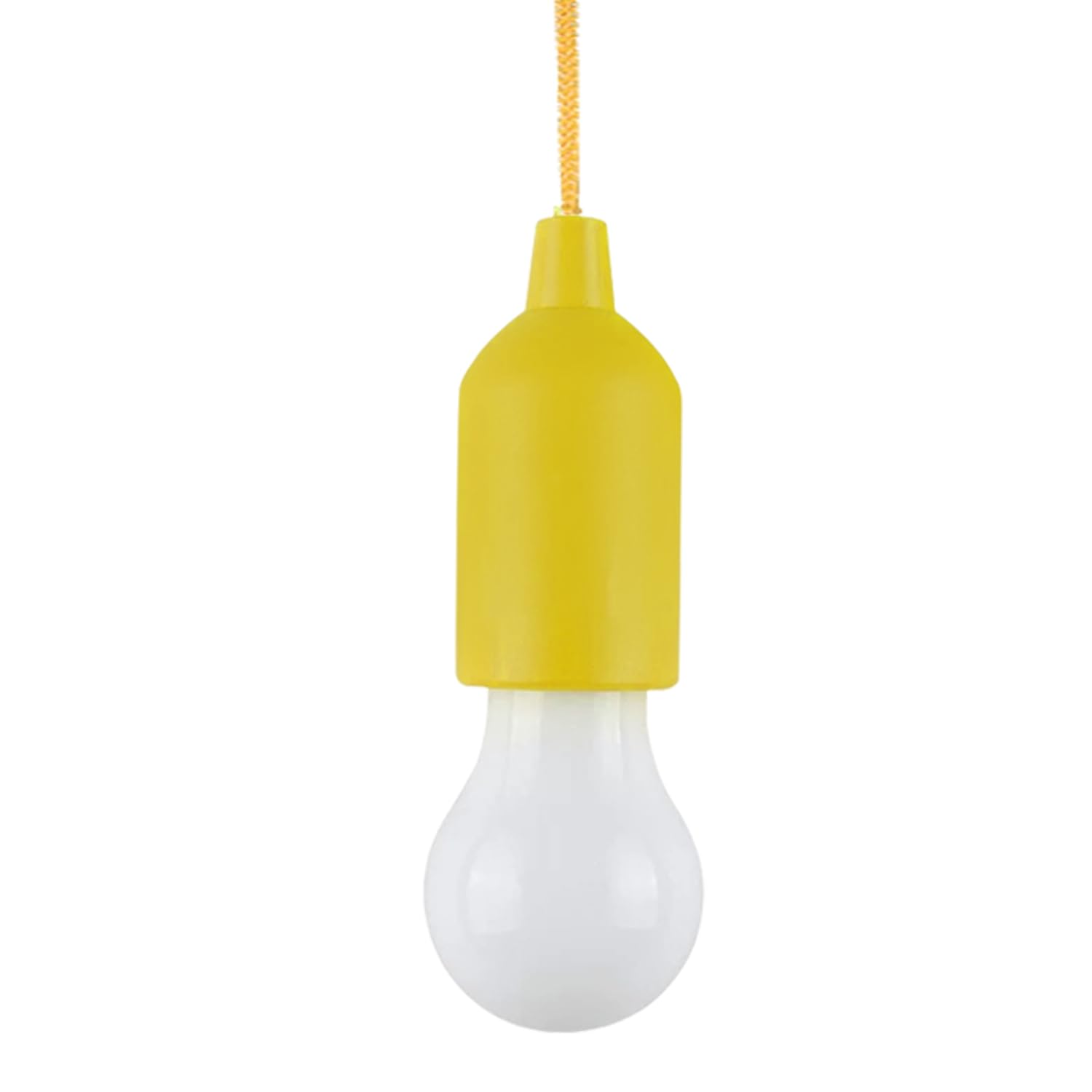 MVIOCS LED Pull Cord Light Bulb, Battery Operated, Portable Hanging Pull Cord Lamp Lantern for Indoor Outdoor Home Wedding, Emergency, Camping, Decoration, Garden Party (Yellow)