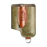 OKNIFE Osheath S1 3 in1 Leather Sheath for Flat Flashlight, Pocket Knife, Mini Pen, EDC Kit Belt Organizer for Belt with Horseshoe Buckle Keychain