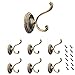 Lezed Bronze Vintage Wand Kleiderhaken Schlafzimmer Mantel Hut Haken Dekorative Coat Hook Metall Türhaken Huthaken Mantelhaken Handtuchhaken Wandhaken für Küche Badezimmer (6 Stück inklusive Nägel)