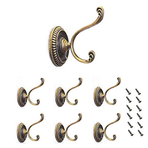 Lezed Perchas de Ganchos Metálicos de Bronce Vintage Bronce Perchero de Ganchos de Pared Rústico Ganchos Colgadores para Ropa Bolsa Sombrero Cocina Baño Dormitorio Oficina Lavabos Armarios 6 piezas