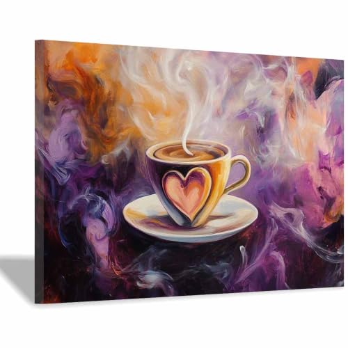 Affiche de café vintage AMXBZC violette 30x40cm encadrée pour déco murale