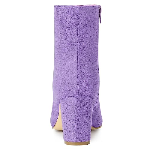 Allegra K Allegra K Women's Side Zip Chunky Heels Purple Ankle Boots 8 M US