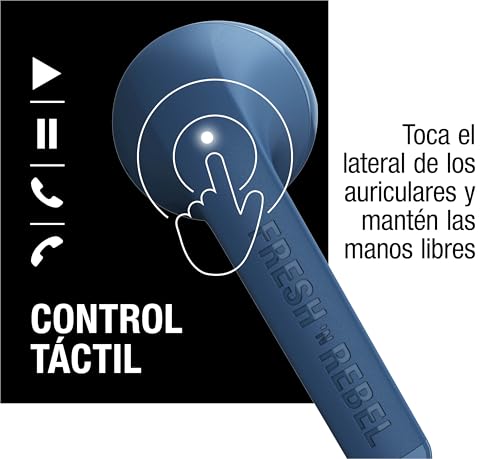 Miniatura 3 de Fresh N Rebel Twins Core True - Auriculares Inalámbricos Bluetooth Con Asistente De Voz, Control Táctil Y Micrófono Integrado, 30 Horas De Reproducción Azul Acero