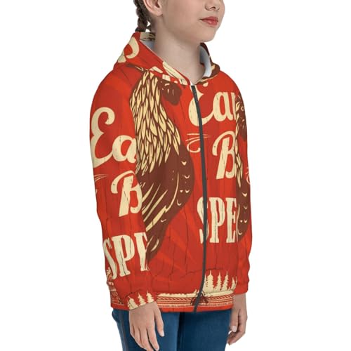 Rooster Crowing In The Farm Kid Hoodies Boys Zip Up Sweatshirts Girls Pullover with Pocket4