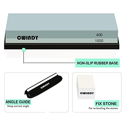 Whetstone Sharpening Stone Kit Dual Sided 400/1000 Grit Professional Whetstone Knife Sharpener Stone Wet Stone Set Nonslip Rubber Base Angle Guide, And Fix Stone #TOP1