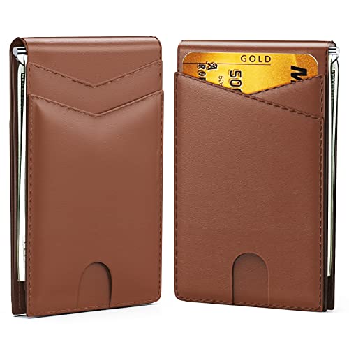 Bifold Wallet for Men Airtag, Leather Mens Wallet with Airtag Holder, Mens Slim Front Pocket Airtag Wallet, Gift Box and Screen Protector Included, AirTag Not Included2