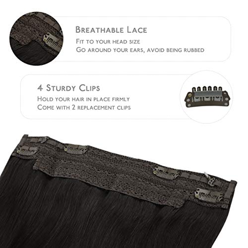 Image of WENNALIFE Wire Hair Extensions Real Human Hair 12 inch 70g Natural Easy to Apply Reusable Black Remy Hair Invisible Transparent Wire Straight Reusable Natural Reusable Extensiones De Cabello Humano