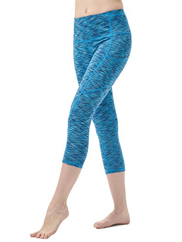 Zeronic Calça legging feminina de cintura alta para ioga com bolsos estampada para treino e corrida