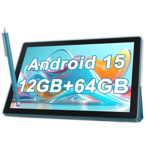 Image of 2 in 1 Android Table 10 Inch with Tablet Case and Stylus Pen Android 15 Tablet 5G WiFi-6 1280 x 800 Full HD IPS Display 6000mAh 64GB ROM + 12GB RAM (4+8 Virtal) 1024GB