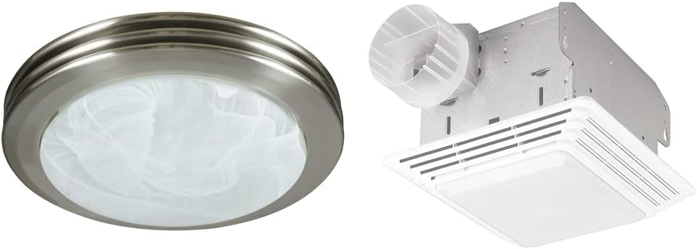 HUNTER 90053z Saturn Decorative Bathroom Ventilation Exhaust Fan and Light, 80 CFM, Brushed Nickel & Broan-NuTone 678 Ventilation Fan and Light Combo for Bathroom and Home, 100 Watts, 50 CFM
