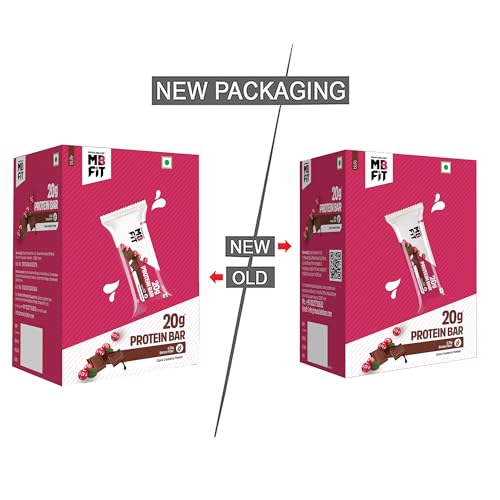 MuscleBlaze 20g Protein Bar (Choco Cranberry, Pack of 6) | Protein Blend, Healthy Protein Snacks | For Energy & Fitness