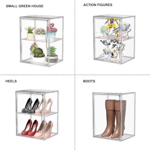 Image of Acrylic Clear Display Case, Stackable Plastic Storage Bins with Shelf, Figure Figurine Hobby Display Case with Magnetic Lid, Large Acrylic Display Box for Collectibles, Figures, XXXL-1 Pack